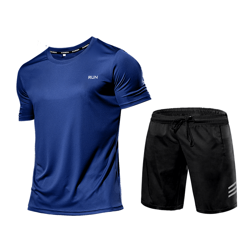 Activewear Set - Men's Two-Piece Sport Shorts and T-Shirt Workout Set-Men's Activewear Set-Chaps of London-Blue-S-Chaps of London