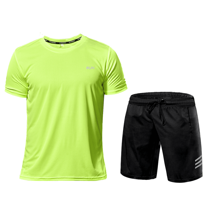 Activewear Set - Men's Two-Piece Sport Shorts and T-Shirt Workout Set-Men's Activewear Set-Chaps of London-Green-S-Chaps of London