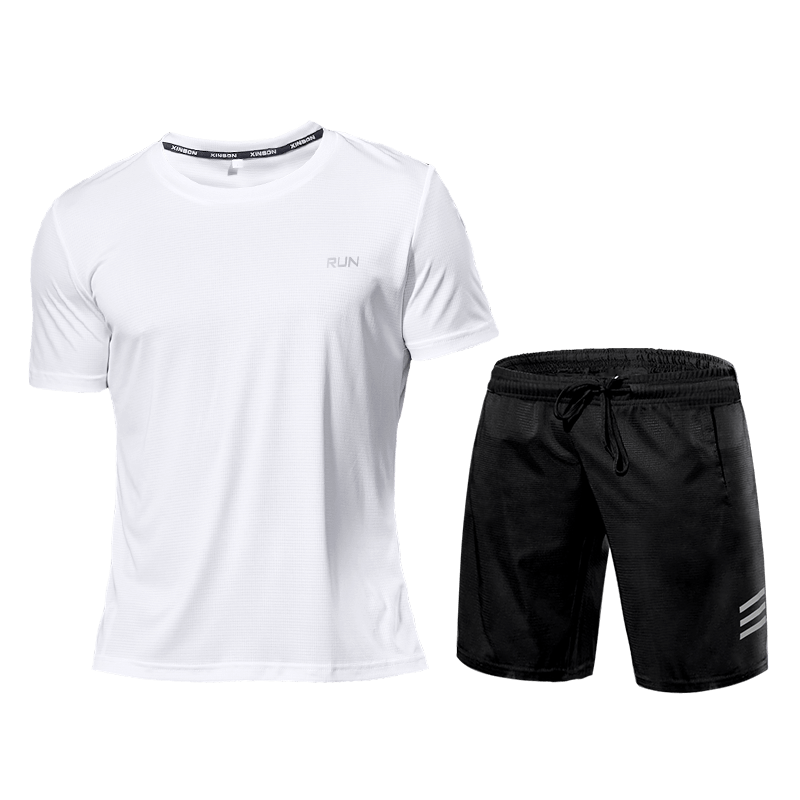 Activewear Set - Men's Two-Piece Sport Shorts and T-Shirt Workout Set-Men's Activewear Set-Chaps of London-White-S-Chaps of London