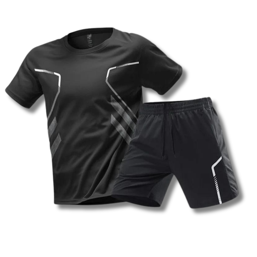 Activewear Set - T-Shirt - Shorts - Gym Clothes - Exercise Clothes for Men -Chaps of London-Black-XS-Chaps of London