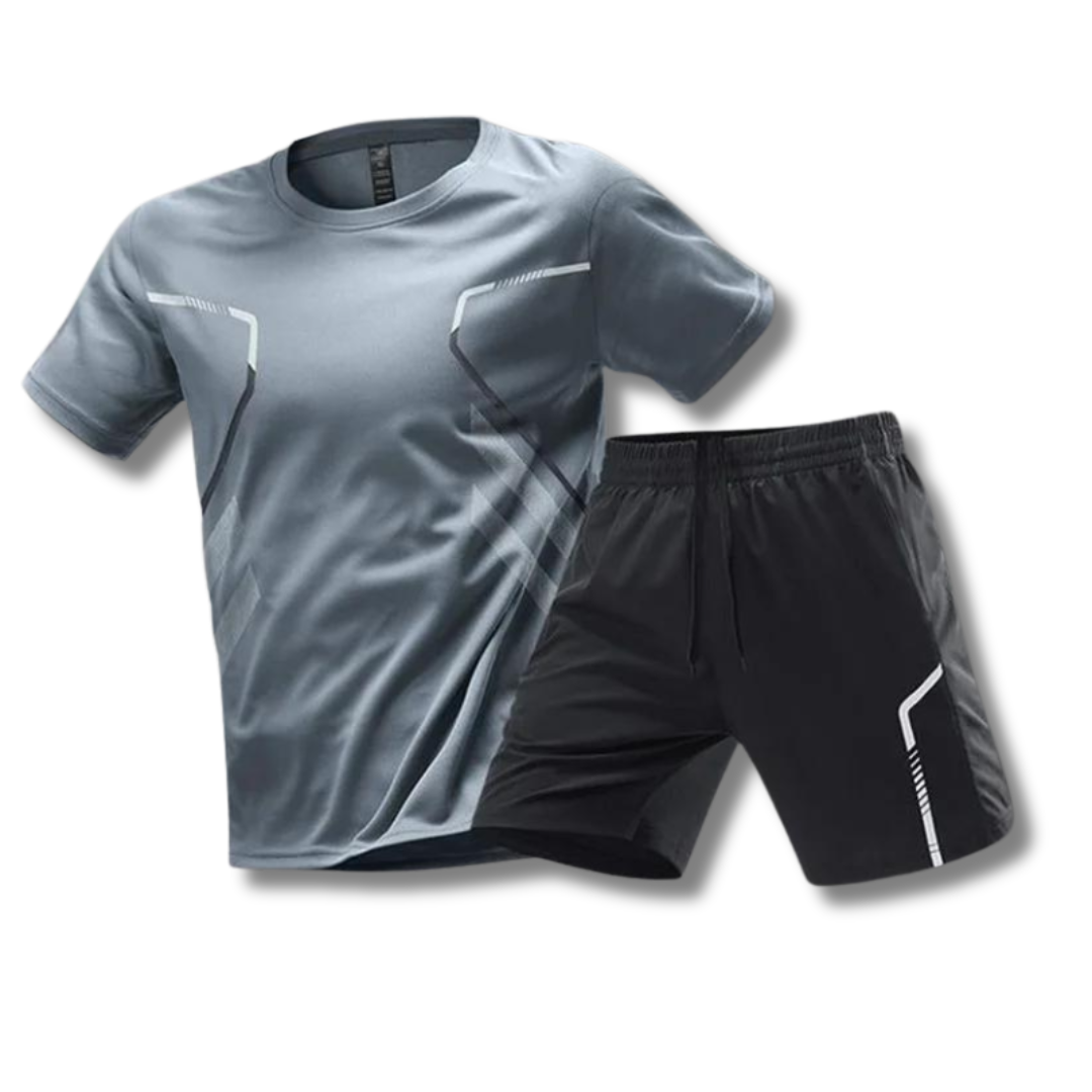 Activewear Set - T-Shirt - Shorts - Gym Clothes - Exercise Clothes for Men -Chaps of London-Dark Grey-XS-Chaps of London