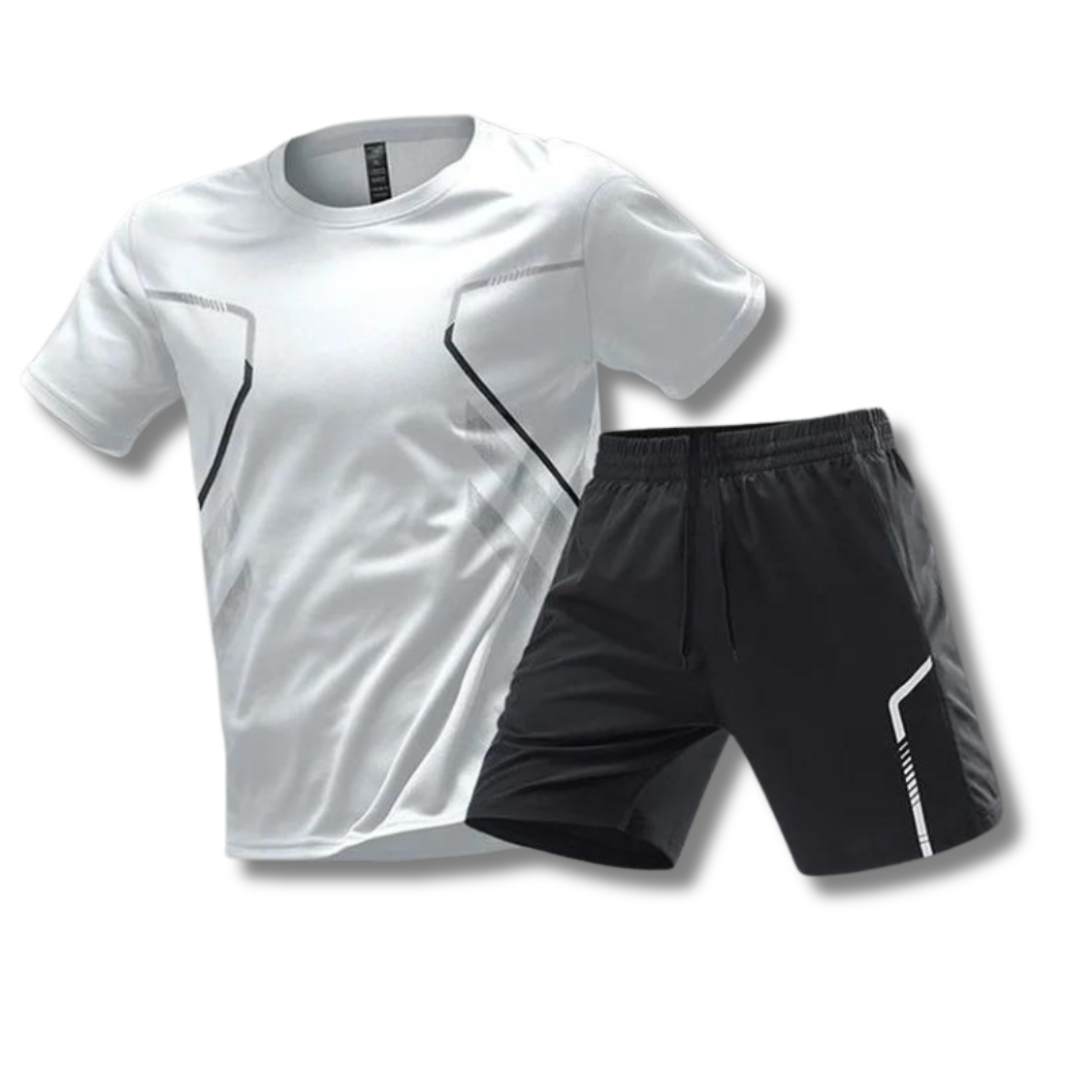 Activewear Set - T-Shirt - Shorts - Gym Clothes - Exercise Clothes for Men -Chaps of London-White-XS-Chaps of London