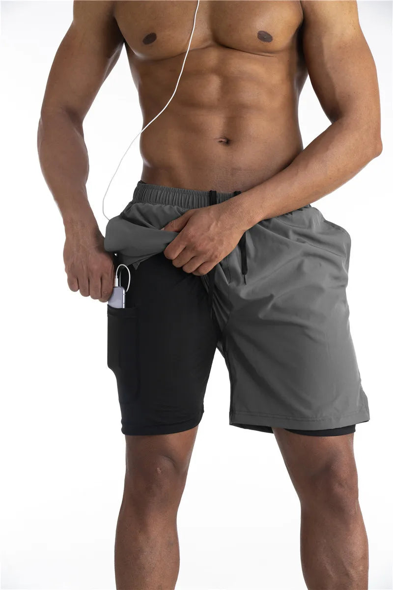 Armour Running shorts with inner lining and phone pocket-Shorts & Swimwear-Chaps of London-Light Gray-S-Chaps of London