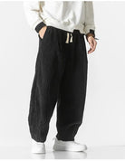 Baggy Pants - Drawstring - Loose Fit - Corduroy Pants - Men's Pants-Men Trousers-Chaps of London-Black-M-Chaps of London