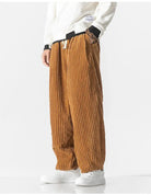 Baggy Pants - Drawstring - Loose Fit - Corduroy Pants - Men's Pants-Men Trousers-Chaps of London-Light Brown-M-Chaps of London