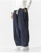 Baggy Pants - Drawstring - Loose Fit - Corduroy Pants - Men's Pants-Men Trousers-Chaps of London-Navy Blue-M-Chaps of London