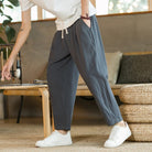Baggy Pants - Drawstring - Loose Fit - Linen Pants - Men's Pants-Chaps of London-Dark Grey-M-Chaps of London