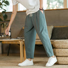 Baggy Pants - Drawstring - Loose Fit - Linen Pants - Men's Pants-Chaps of London-Green-M-Chaps of London