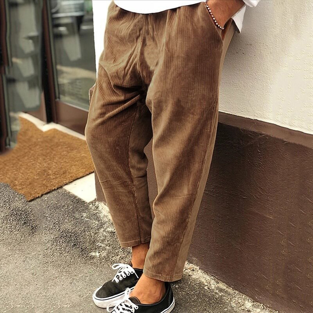 Baggy Pants - Men's Casual Loose Fit Corduroy Pants-Men Summer Pants-Chaps of London-Brown-S-Chaps of London