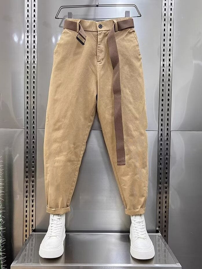 Baggy Pants | Slouchy | Belt | Loose Fit Pants | Men's Pants-Men’s Baggy Pants-Chaps of London-Beige-XXS-Chaps of London