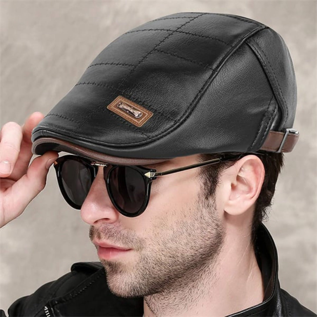 Beret - Leather - Paddy Cap - Flat Cap - Men's Hats-Leather Beret-Chaps of London-Chaps of London