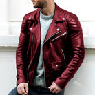 Biker Jacket | Faux Leather | Zip-Up | Leatherette Jacket | Men's Leather Jacket-Men Winter Jacket-Chaps Herrenmode-Red-S-Chaps of London