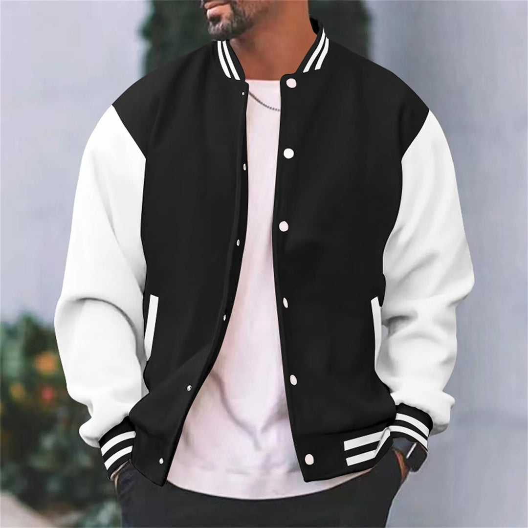 Bomber Jacket - Button-Up - Summer - Baseball Jacket - Men's Jacket-Chaps of London-Black-S-Chaps of London