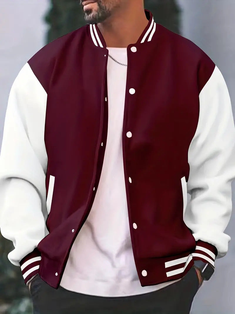 Bomber Jacket - Button-Up - Summer - Baseball Jacket - Men's Jacket-Chaps of London-Burgundy-S-Chaps of London