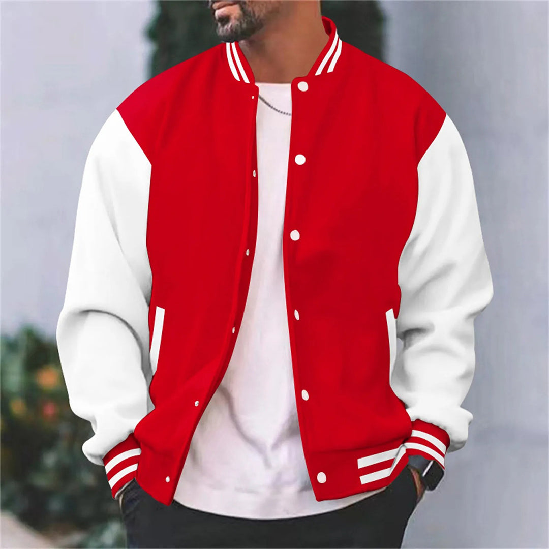 Bomber Jacket - Button-Up - Summer - Baseball Jacket - Men's Jacket-Chaps of London-Red-S-Chaps of London