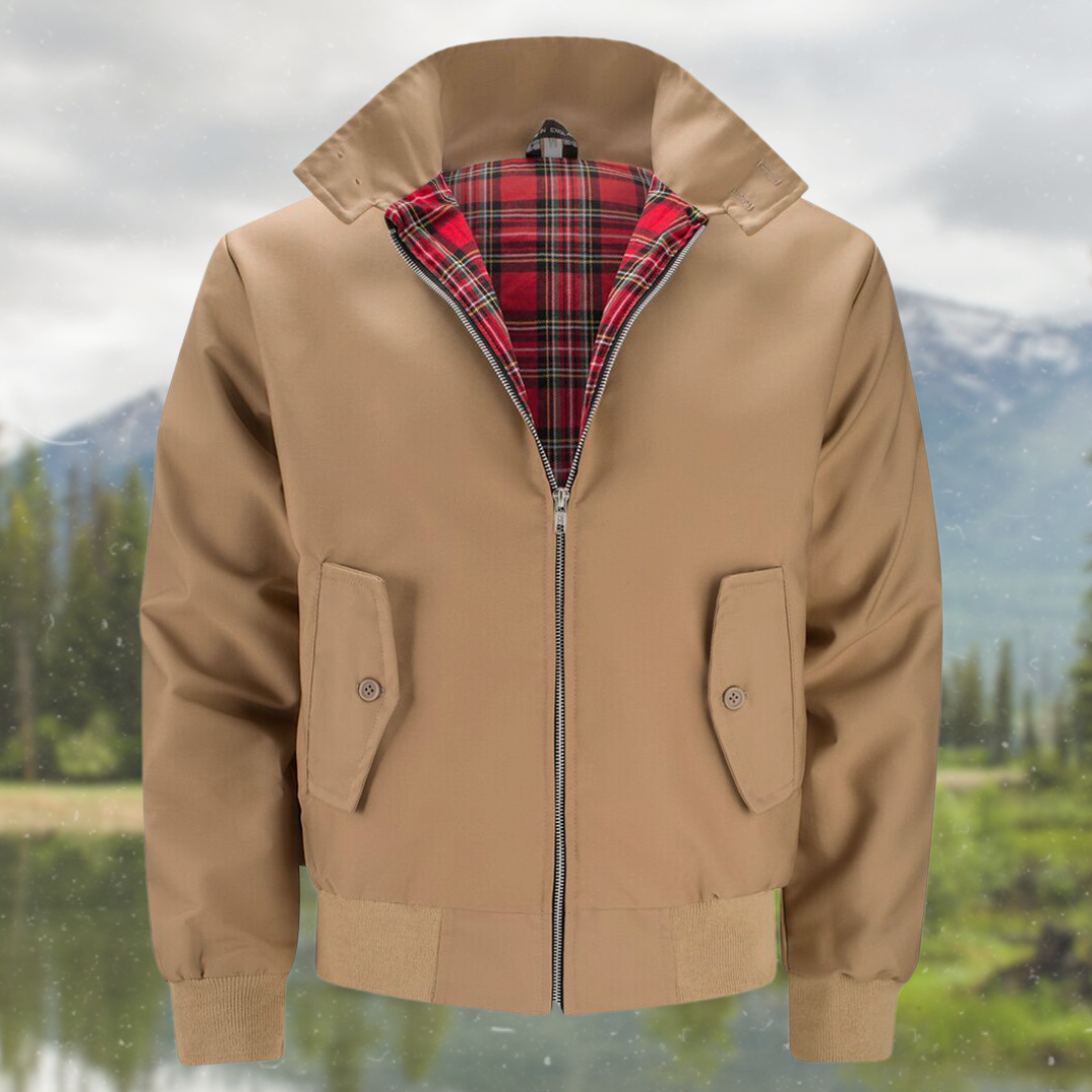 Bomber Jacket | Lightweight | Zip-Up | Harrington Jacket | Men's Jackets-Bomber Jacket-Chaps of London-Brown-S-Chaps of London