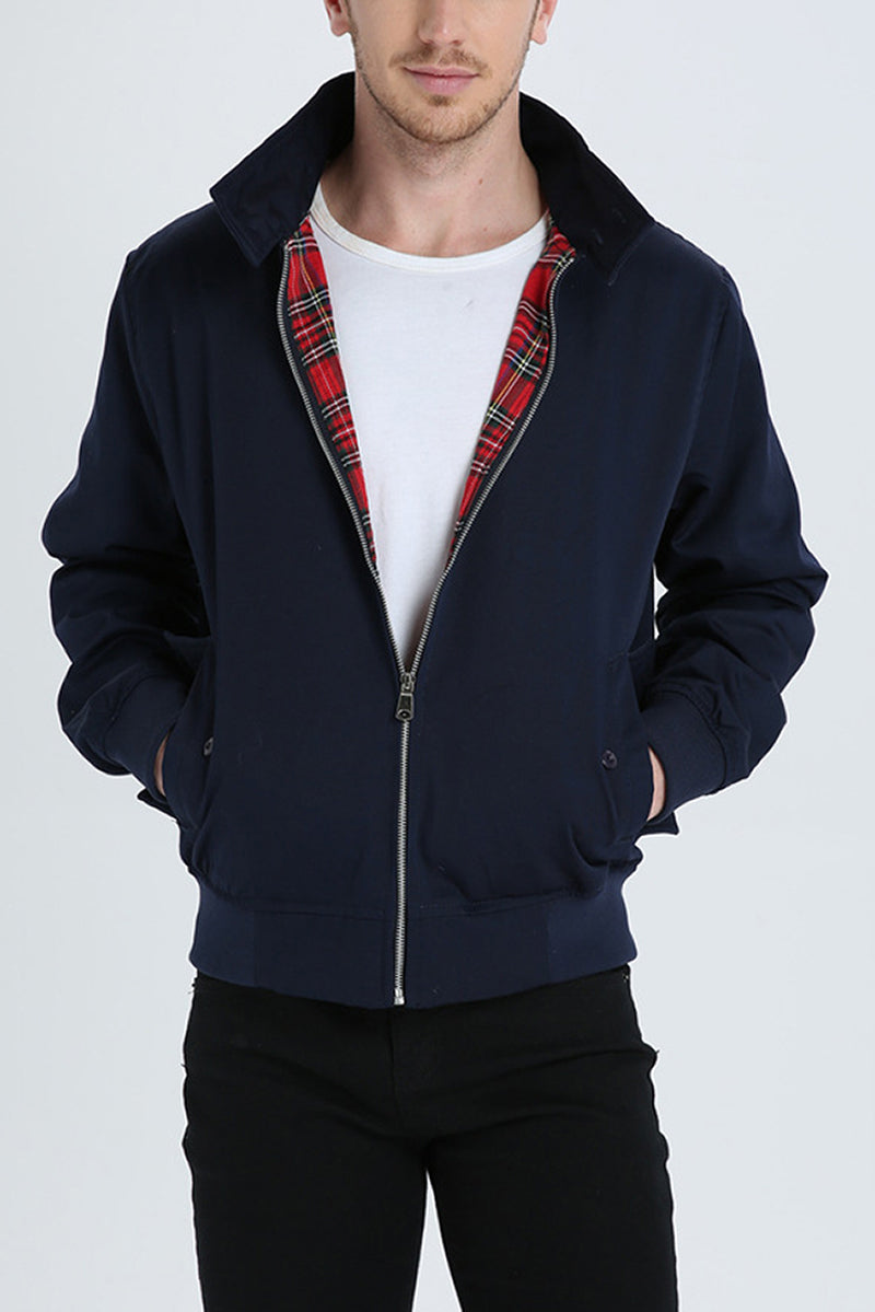 Bomber Jacket | Lightweight | Zip-Up | Harrington Jacket | Men's Jackets-Bomber Jacket-Chaps of London-Dark Blue-S-Chaps of London