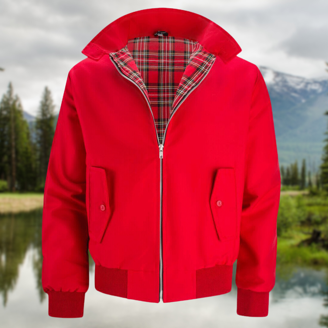 Bomber Jacket | Lightweight | Zip-Up | Harrington Jacket | Men's Jackets-Bomber Jacket-Chaps of London-Red-S-Chaps of London