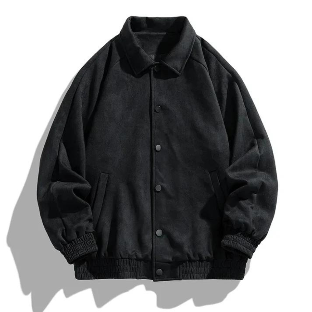 Bomber Jacket - Men's Casual Retro Button-Up Oversized Jacket-Chaps of London-Black-XS-Chaps of London