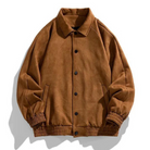 Bomber Jacket - Men's Casual Retro Button-Up Oversized Jacket-Chaps of London-Brown-XS-Chaps of London