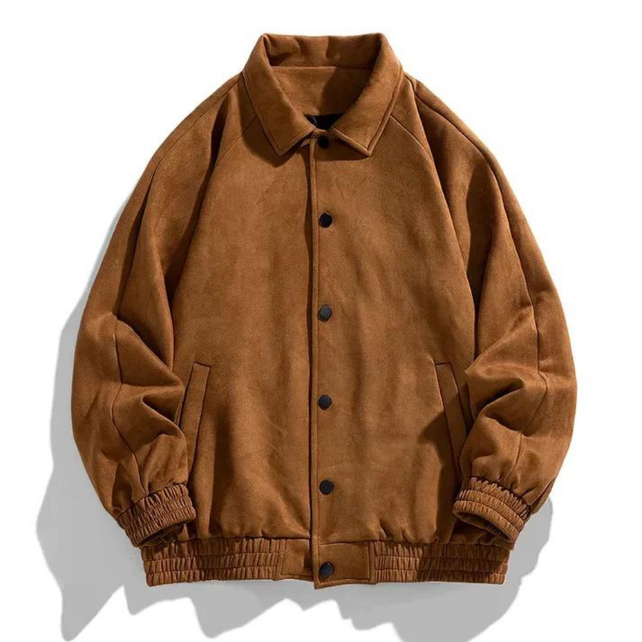 Bomber Jacket - Men's Casual Retro Button-Up Oversized Jacket-Chaps of London-Brown-XS-Chaps of London