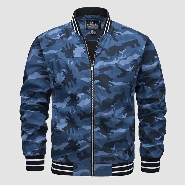 Bomber Jacket - Men's Lightweight Harrington Summer Zip Jacket-Coats & Jackets-Chaps of London-Blue Camouflage-XS-Chaps of London