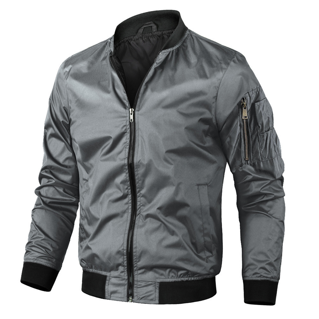 Bomber Jacket | Zip-Up | Lightweight | Summer Jacket | Men's Jacket-Chaps of London-Gray-S-Chaps of London
