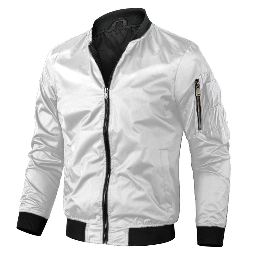 Bomber Jacket | Zip-Up | Lightweight | Summer Jacket | Men's Jacket-Chaps of London-White-S-Chaps of London