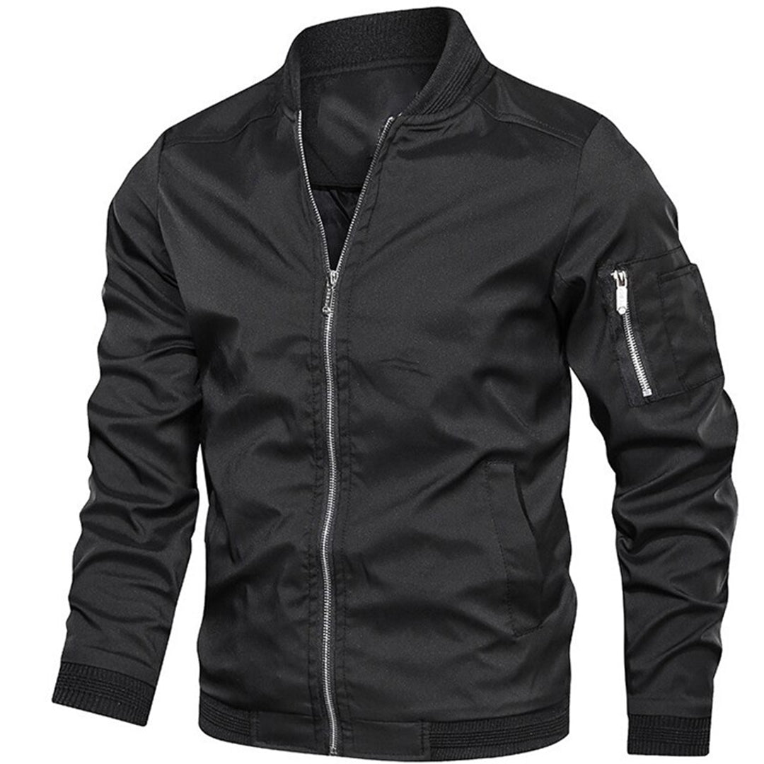 Bomber Jacket | Zip-Up | Lightweight | Summer Jacket | Men's Jacket-Fashion Men Jacket Bomber Fall-Chaps of London-Black-S-Chaps of London