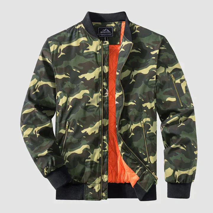 Bomber Jacket | Zip-Up | Lightweight | Windproof Jacket | Men's Jacket-Chaps of London-Green Camouflage-S-Chaps of London