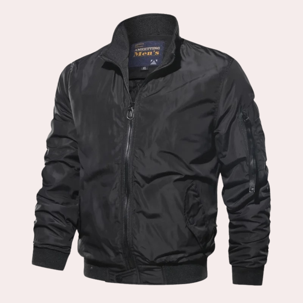 Bomber Jacket | Zip-Up | Summer | Windproof Jacket | Men's Bomber Coat-Fashion Men Jacket Bomber Fall-Chaps of London-Black-S-Chaps of London