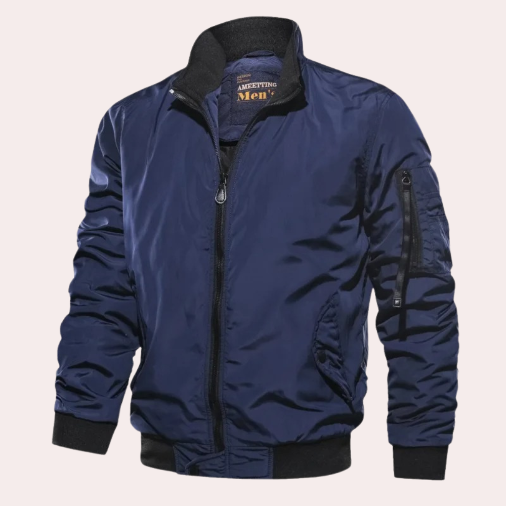 Bomber Jacket | Zip-Up | Summer | Windproof Jacket | Men's Bomber Coat-Fashion Men Jacket Bomber Fall-Chaps of London-Blue-S-Chaps of London