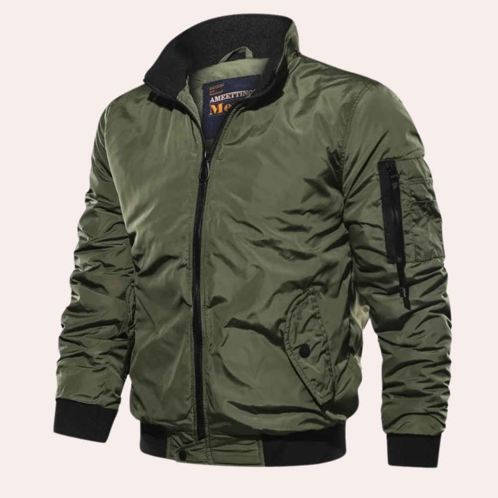 Bomber Jacket | Zip-Up | Summer | Windproof Jacket | Men's Bomber Coat-Fashion Men Jacket Bomber Fall-Chaps of London-Green-S-Chaps of London