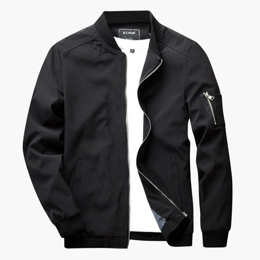 Bomber Jacket | Zip-Up | Windproof | Autumn Jacket | Men's Jacket-Bomber Jacket-Chaps of London-Black-S-Chaps of London