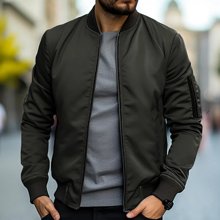 Bomber Jacket - Zip-Up - Windproof - Lightweight Jacket - Men's Jacket-Men Jackets-Chaps of London-Army Green-XS-Chaps of London