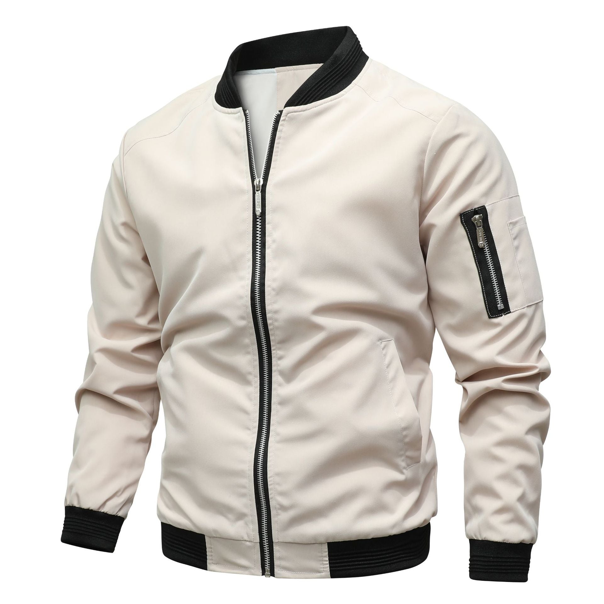 Bomber Jacket - Zip-Up - Windproof - Lightweight Jacket - Men's Jacket-Men Jackets-Chaps of London-Beige-XS-Chaps of London
