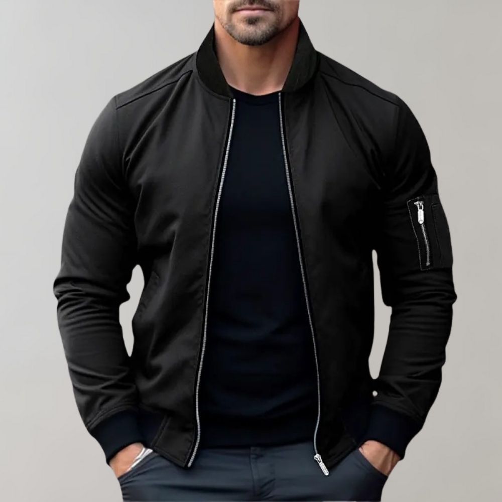 Bomber Jacket | Zip-Up | Windproof | Lightweight Jacket | Men's Jacket-Men Jackets-Chaps of London-Black-XS-Chaps of London