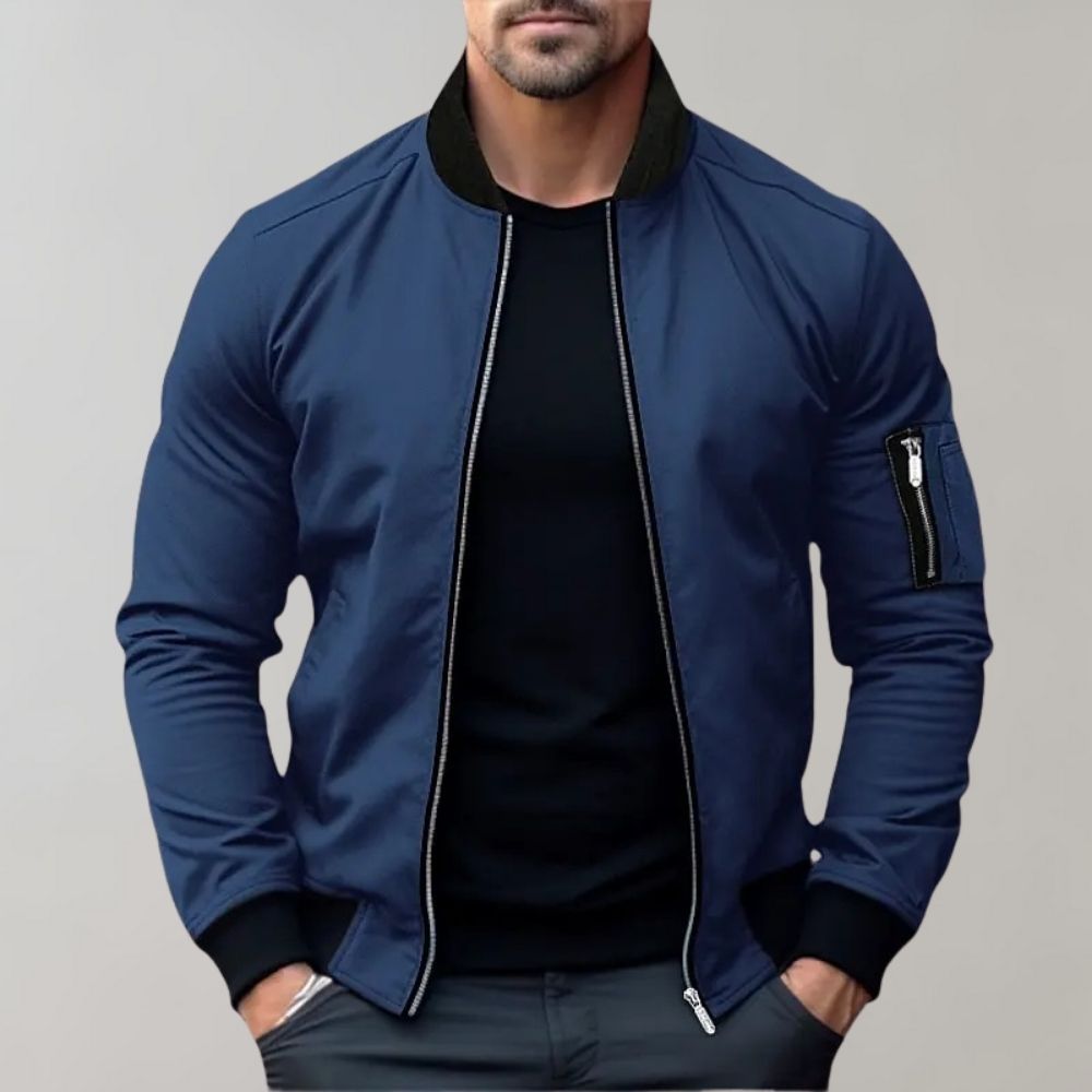 Bomber Jacket | Zip-Up | Windproof | Lightweight Jacket | Men's Jacket-Men Jackets-Chaps of London-Blue-XS-Chaps of London