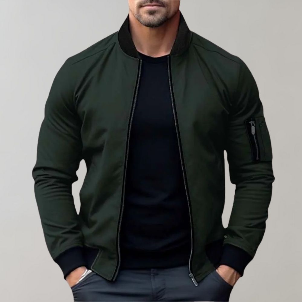 Bomber Jacket | Zip-Up | Windproof | Lightweight Jacket | Men's Jacket-Men Jackets-Chaps of London-Green-XS-Chaps of London