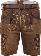Brown Shorts - Men's Western Embroidered Shorts with Belt-Chaps of London-Chaps of London