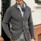 Button-Up Cardigan - Knitted - Pockets - Chunky Knit Cardigan - Men's Cardigan-Chaps of London-Gray-S-Chaps of London