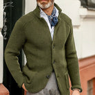 Button-Up Cardigan - Knitted - Pockets - Chunky Knit Cardigan - Men's Cardigan-Chaps of London-Green-S-Chaps of London