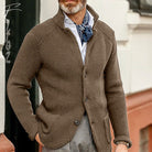 Button-Up Cardigan - Knitted - Pockets - Chunky Knit Cardigan - Men's Cardigan-Chaps of London-Light Brown-S-Chaps of London