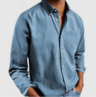 Button-Up Shirt - Collared - Cotton - Long Sleeve Shirt - Men's Shirt-Chaps of London-Light Blue-S-Chaps of London