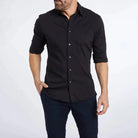 Button-Up Shirt - Collared - Non-Iron - Long Sleeve Shirt - Men's Shirt-Fashion Men Shirt Dress All-year-Chaps of London-Black-S-Chaps of London