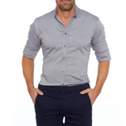 Button-Up Shirt - Collared - Non-Iron - Long Sleeve Shirt - Men's Shirt-Fashion Men Shirt Dress All-year-Chaps of London-Gray-S-Chaps of London