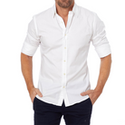 Button-Up Shirt - Collared - Non-Iron - Long Sleeve Shirt - Men's Shirt-Fashion Men Shirt Dress All-year-Chaps of London-White-S-Chaps of London