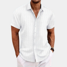 Button-Up Shirt | Lightweight | Collared | Short Sleeve Shirt | Men's Summer Clothes-Chaps of London-White-S-Chaps of London
