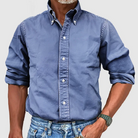 Button-Up Shirt - Long Sleeve - Collared - Denim Shirt - Men's Clothing-Men Shirt-Chaps of London-Blue-S-Chaps of London
