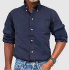 Button-Up Shirt - Long Sleeve - Collared - Denim Shirt - Men's Clothing-Men Shirt-Chaps of London-Dark Blue-S-Chaps of London